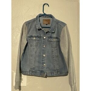 BBJ Los Angeles Denim Jacket With Fleece Sleeves Size Large